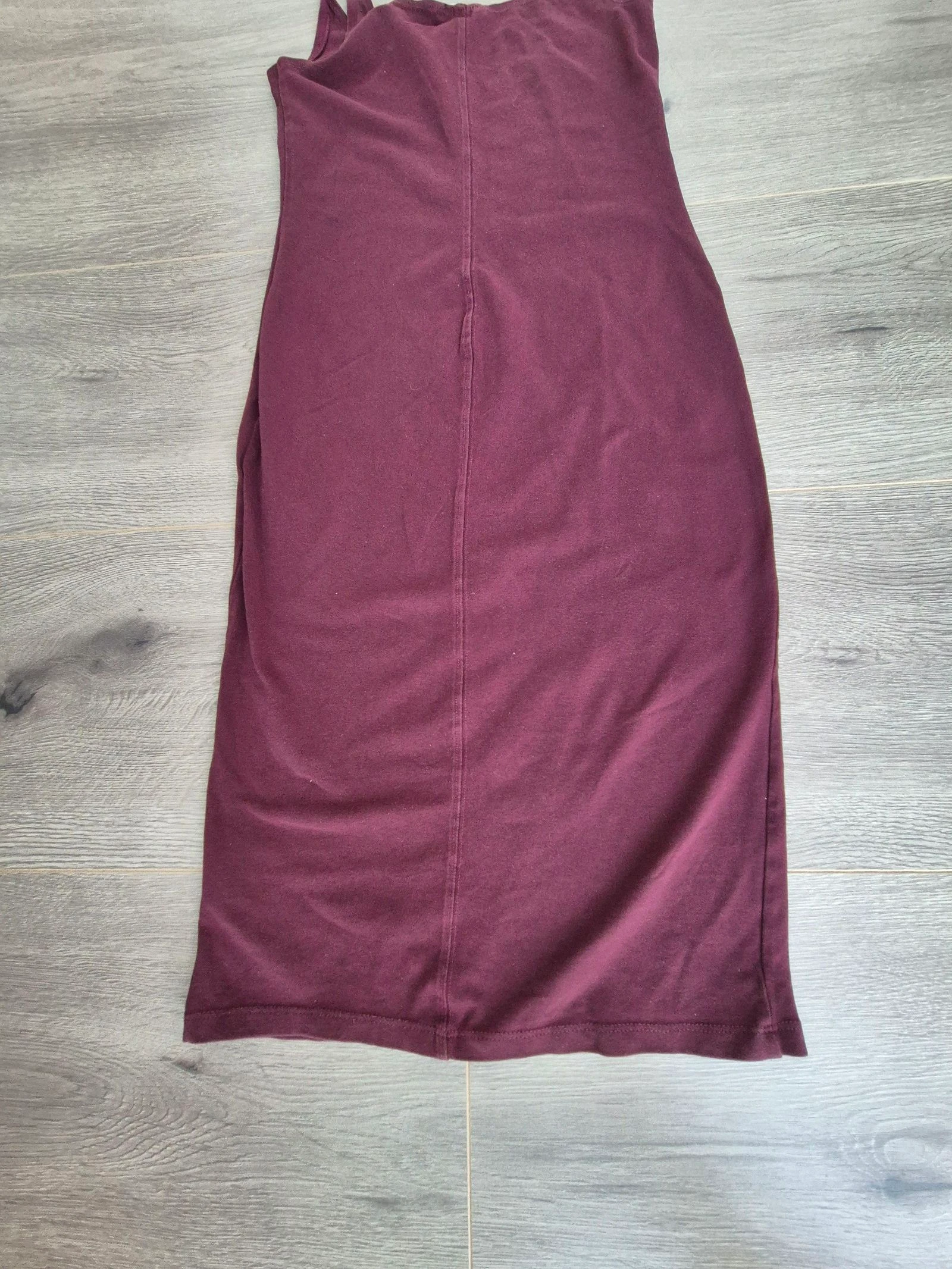 H&M Basic Vestido Midi Bodycon Bordô com Alças | Tamanho P – photo 7